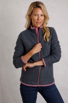 Ariana Full Zip Grid Fleece Navy