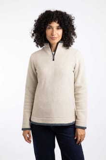 Beye 1/4 Zip Grid Fleece Ecru