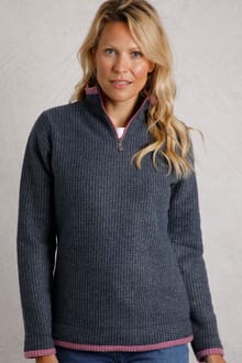 Beye 1/4 Zip Grid Fleece Navy