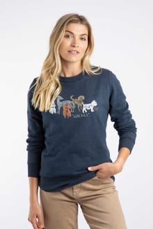 Chidham Graphic Crew Neck Sweatshirt Navy